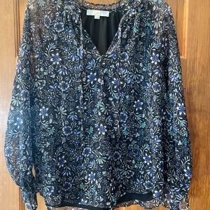 Floral Black and Blue Women's Top